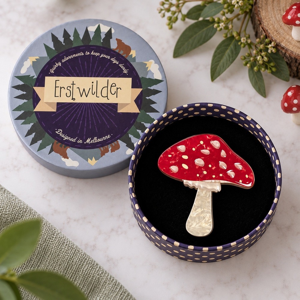 Erstwilder Brooch 2020 Well Spotted Mushroom Toadstool Resin Pin Jewelry Limited
